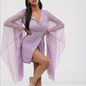 Embellished purple mini dress